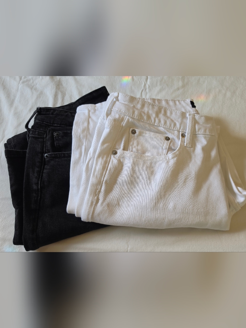 2 Pairs Free Assembly Classic High-Rise 90's Straight Jeans - Black + White